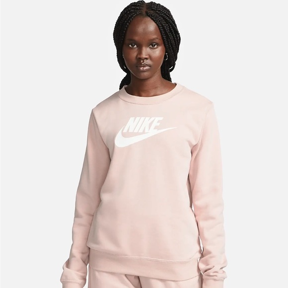 Black Crew Neck Sweatshirt With Contrasting Nike Logo